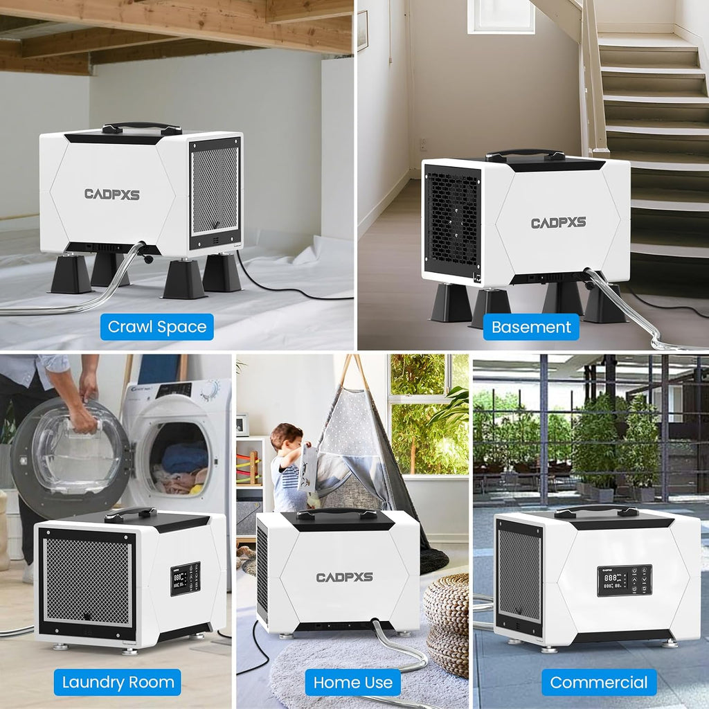 CADPXS Crawl Space Dehumidifier with Drain Hose, 80 Pint Commercial Dehumidifier for Basement, Home Use, Water Damage, Auto Defrost, Memory Start, cETL, Up to 1000 Sq Ft, 5 Years Limited Warranty