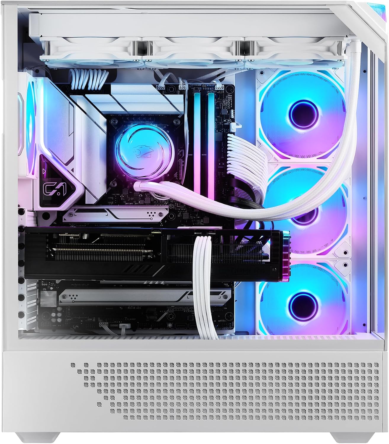 iBUYPOWER Element Pro White Gaming PC Desktop Computer Intel Core i9 14900KF CPU, NVIDIA GeForce RTX 5070Ti 16GB GPU, 32GB DDR5 RGB RAM, 1TB NVMe SSD, Windows 11 Home, Keyboard, Mouse - EPWI9N57T01