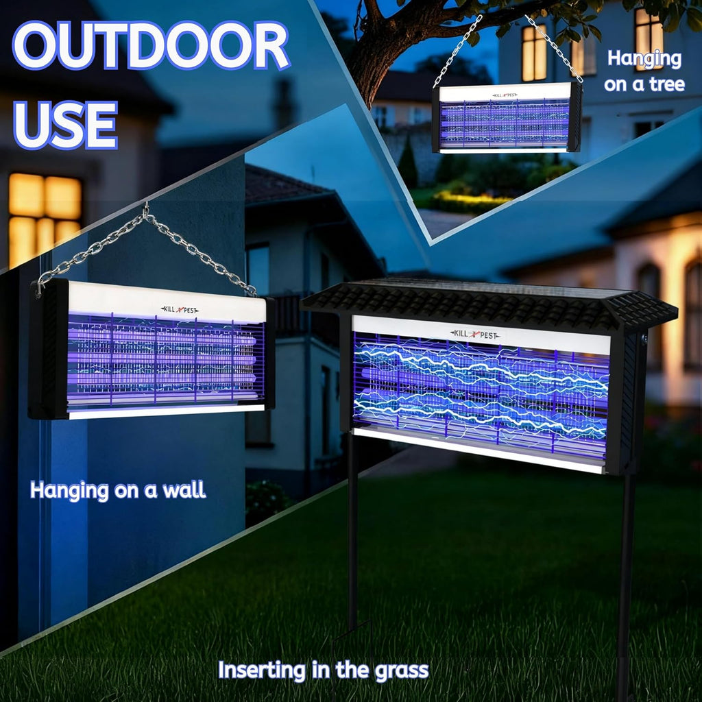 Solar Bug Zapper Outdoor Mosquitos Zapper Solar Powered Bug Zapper Outdoor Camping Fly Control for 4000 sq.ft Waterproof Fly Killer Solar Mosquito Zapper for Garden Lawn and Back Yard