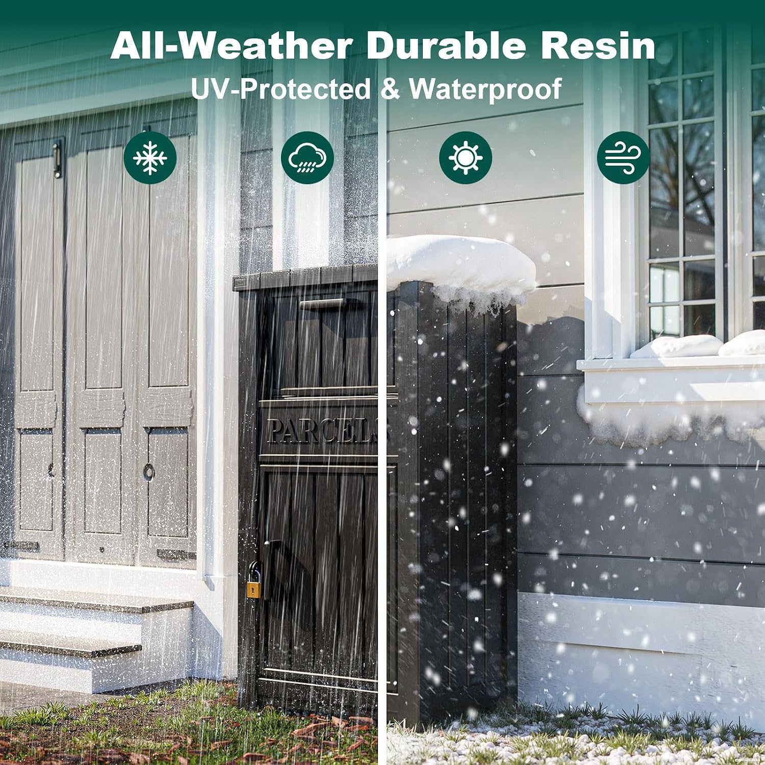 Package Delivery Box for Outside, Large Parcel Drop Box with Lockable Secure, Waterproof and Anti-Theft Storage for Porch, Curbside, House (Black)