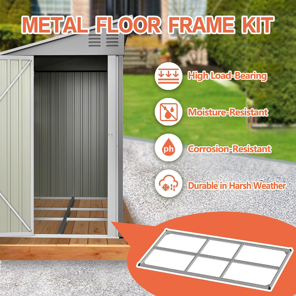 4x10 Ft Outdoor Heavy-Duty Shed, Metal Lean to Shed with Floor Kit and 2 Windows for Tools, Bikes, Patio Equipment, with Left/Right Door Options