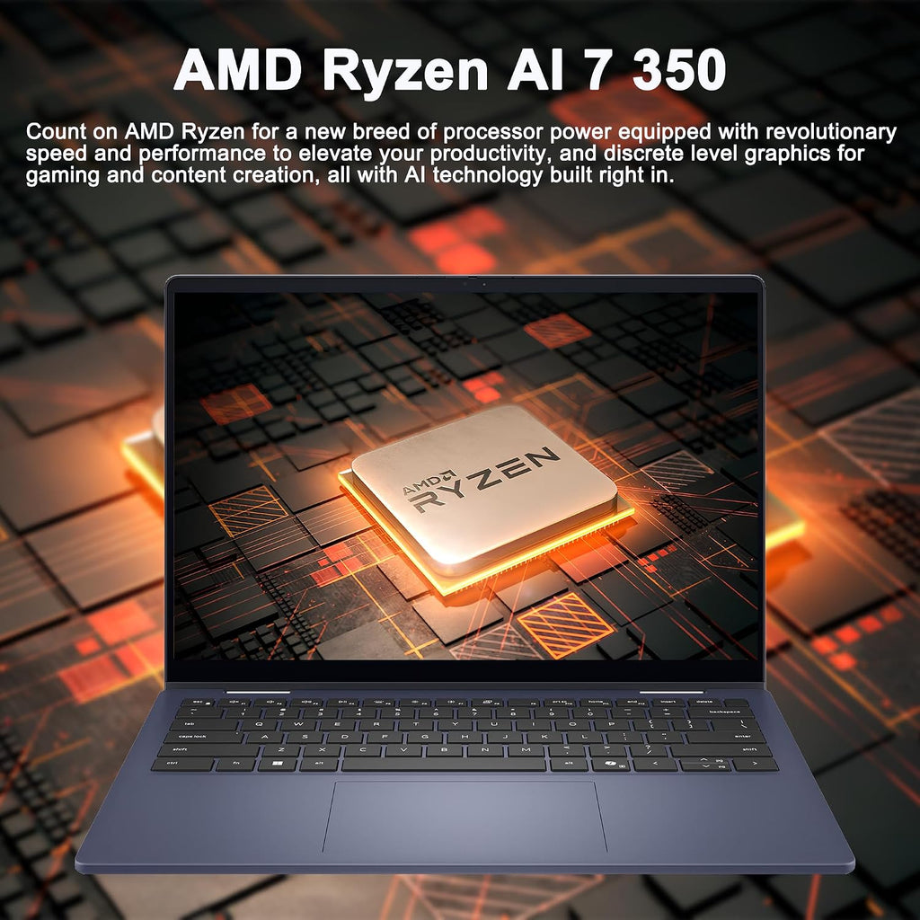 Dell Inspiron 14 Plus 2-in-1 Laptop 14' WUXGA Touch AMD 8-core Ryzen AI 7 350 Up to 50 Tops (>i7-12700H) 16GB DDR5 1TB SSD Backlit for Designer Business Professional Win11Pro