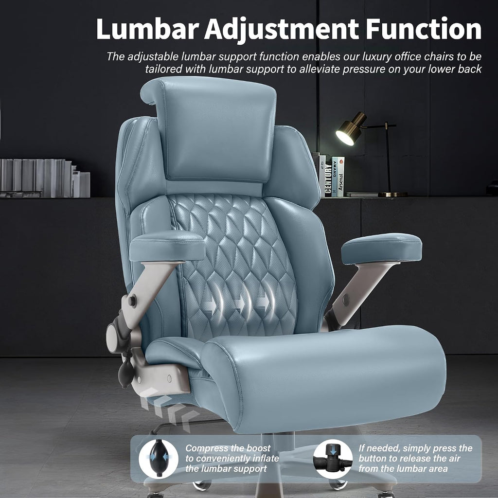 Big and Tall Office Chair 700lbs - Adjustable Headrest&Lumbar Support, 3D Flip Arms, Large Wheels &Heavy Duty Metal Base, Ergonomic High Back Computer Chair Desk Chair, Thick Padded Extra Wide Seat