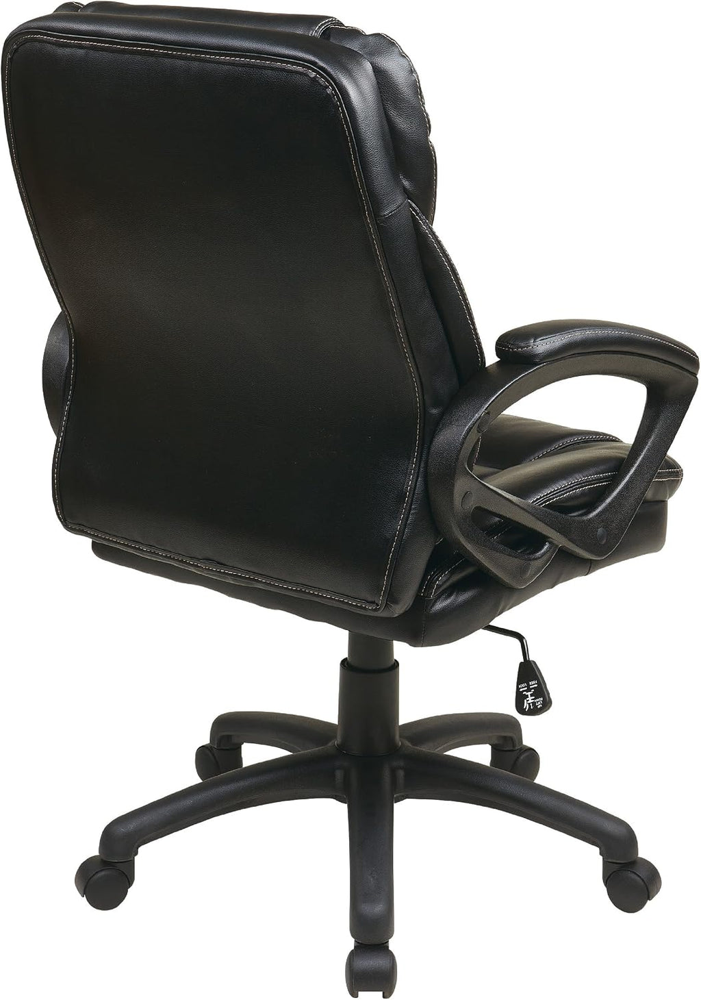 Office Star FL Series Faux Leather Manager's Adjustable Office Chair with Lumbar Support and Padded Arms, Black