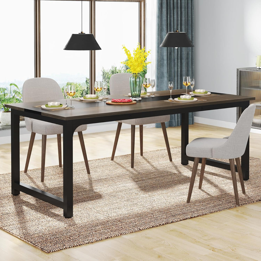 Tribesigns Modern Computer Desk, 70.8 x 31.5 inch Large Office Desk Computer Table Study Writing Desk Workstation for Home Office, Grey/Black