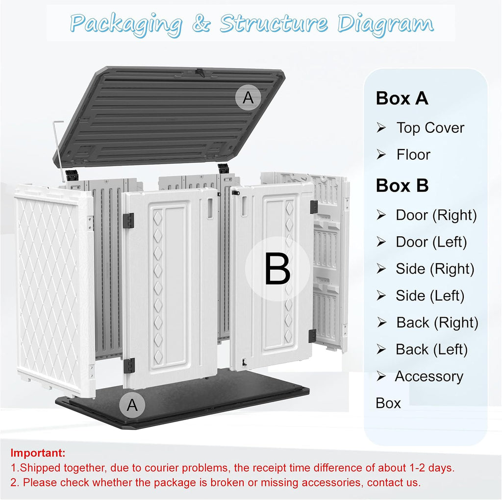 Mrosaa Horizontal Outdoor Storage Shed, 34 Cu.ft Outdoor Storage Cabinet Waterproof for Garden/Backyard/Home/Pool, Lockable (Off White)
