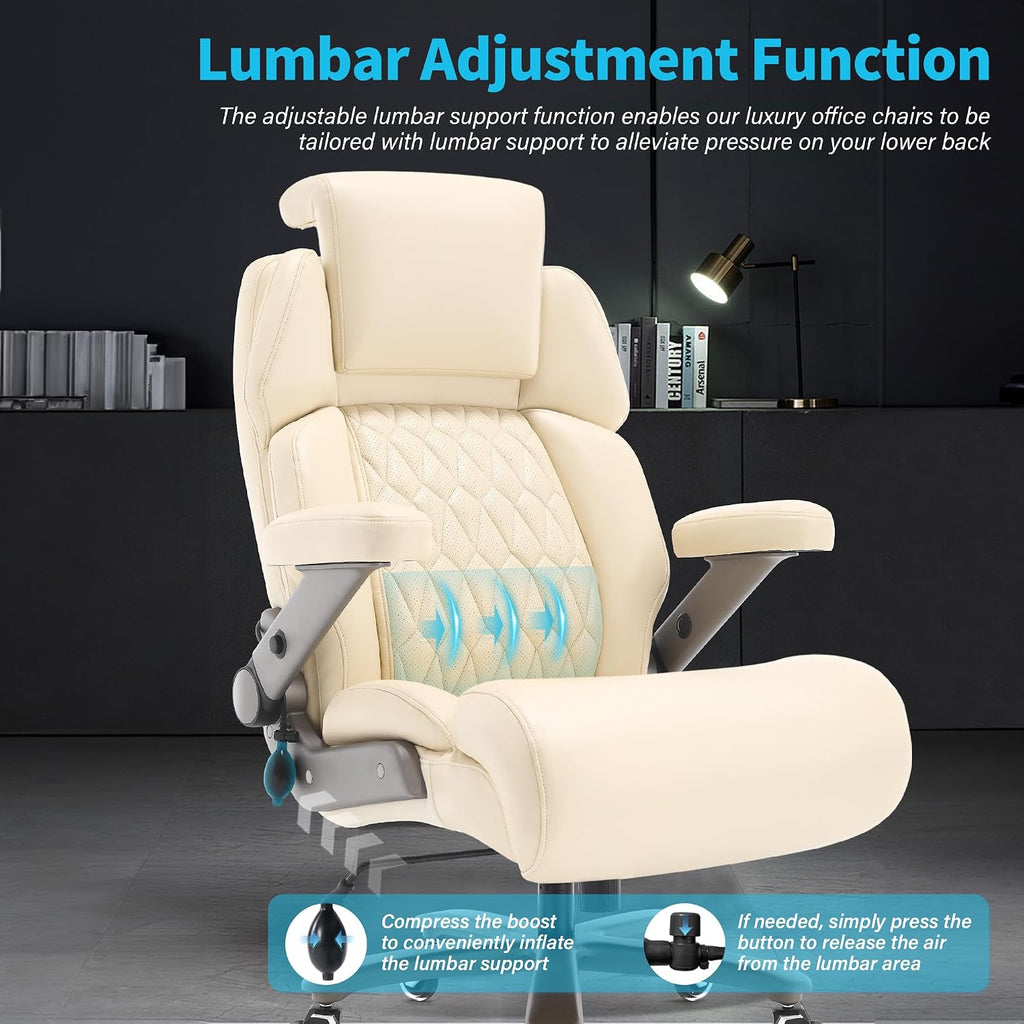 Big and Tall Office Chair 700lbs - Adjustable Headrest&Lumbar Support, 3D Flip Arms, Large Wheels &Heavy Duty Metal Base, Ergonomic High Back Computer Chair Desk Chair, Thick Padded Extra Wide Seat