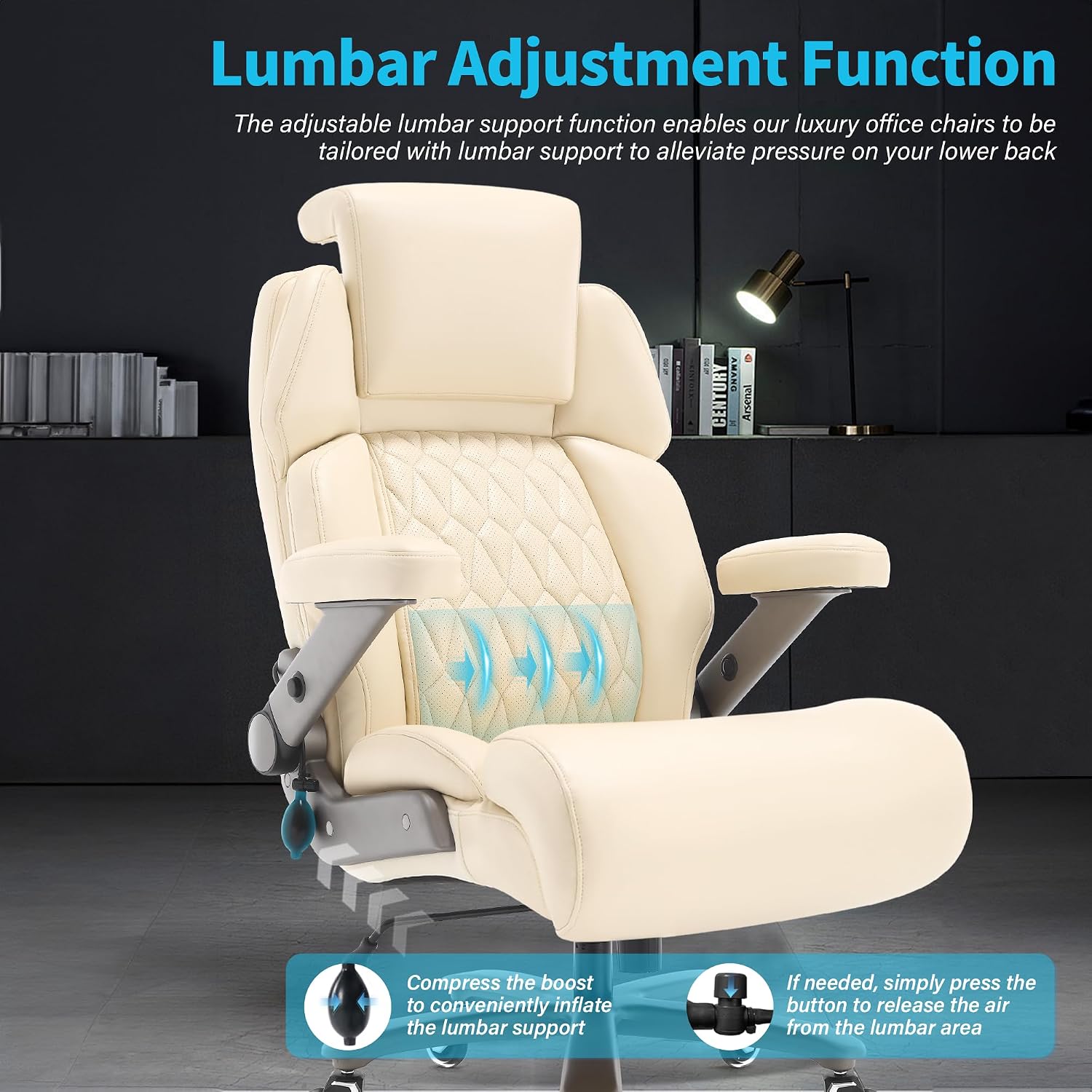 Big and Tall Office Chair 700lbs - Adjustable Headrest&Lumbar Support, 3D Flip Arms, Large Wheels &Heavy Duty Metal Base, Ergonomic High Back Computer Chair Desk Chair, Thick Padded Extra Wide Seat
