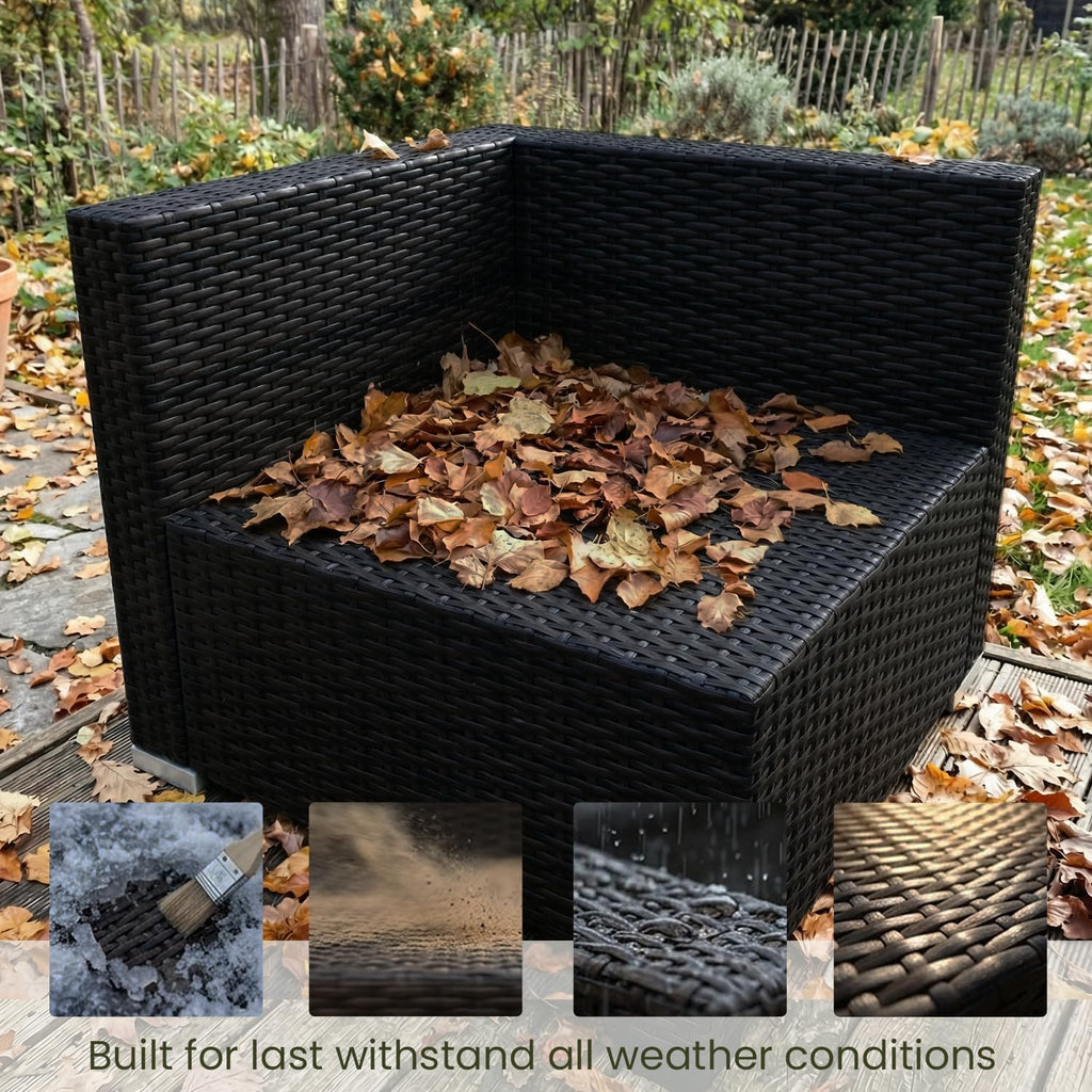 LayinSun 15 Piece Patio Furniture Set with Fire Pit Table, Outdoor Conversation Sets Wicker Rattan Sectional Sofa with Coffee Table