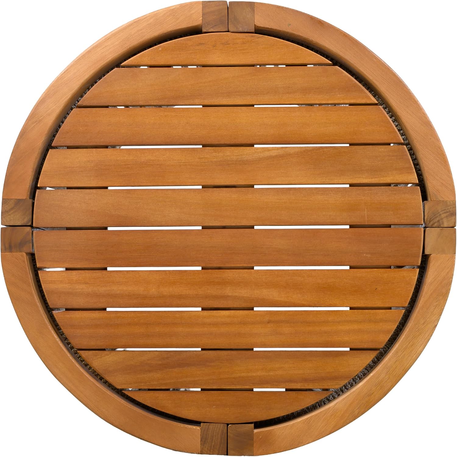 Christopher Knight Home Viktor Acacia Wood Outdoor Side Table, Patio Round Coffee Table with Woven Rope Accents, Table for Patio Furniture Set, Elegant Slatted Design, Weather-Resistant, Teak