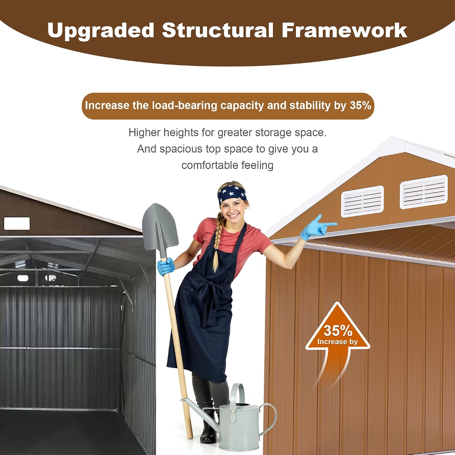 YOPTO 8X10 FT Metal Sheds & Outdoor Storage,Waterproof Large Backyard Shed House W/Windows and Sliding Door,Heavy-Duty Tool Organization with Sloped Roof & Vents,for Garden Pet House,Brown