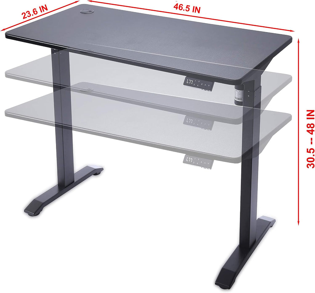 UNICOO Electric Height Adjustable Standing Desk, Electric Standing Workstation, Sit Stand Home Office Desk, Gaming Table, Whole-Piece Desktop Board 48 * 24 in (KT1001-BB)