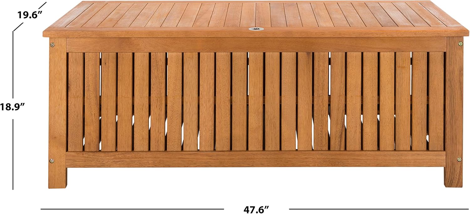 Safavieh PAT7037A Outdoor Collection Abri Teak 47.63' Cushion Deck Box