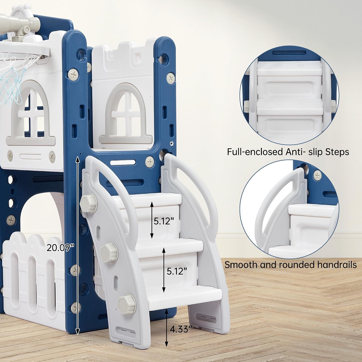 Garvee Toddler Slide 8 in 1 Toddler Playset for Toddlers Age 1-3, Baby Playset for Indoor Outdoor Playground with Climber, Crawling Tunnel, Basketball Hoop, Telescope, Toy Storage