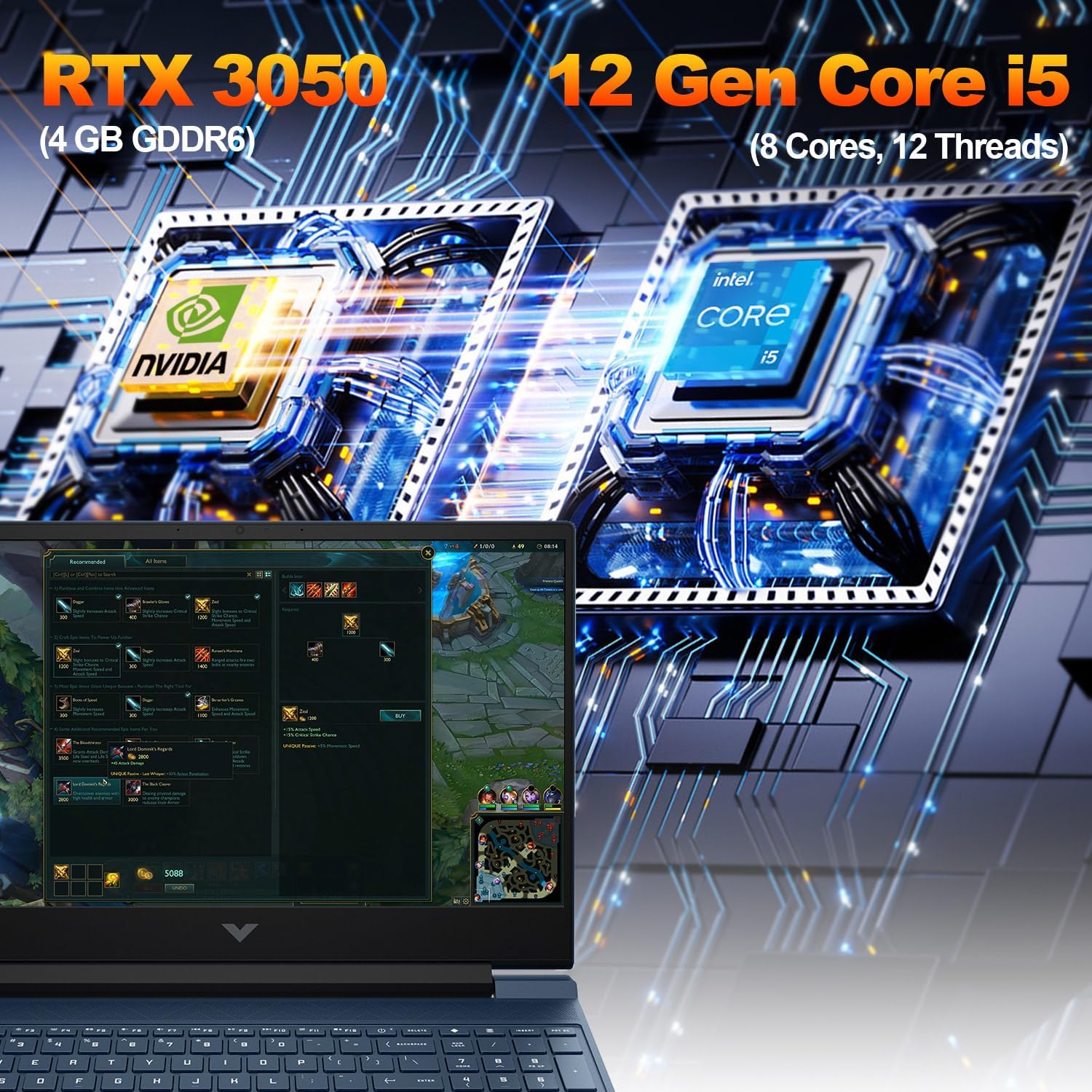 HP Victus 15 i5 Gaming Laptop | 15.6' FHD 144Hz | Intel Core i5-12450H | NVIDIA GeForce RTX 3050 | 16GB RAM 1TB SSD | Backlit KB | HDMI | Wi-Fi 6 | Windows 11 Home | ADATA 512GB External SSD Bundle