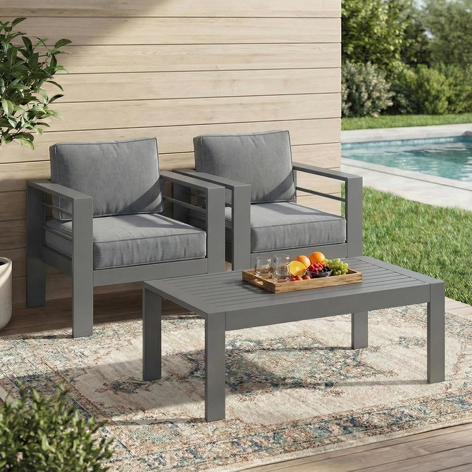 Solaste Aluminum Patio Furniture Set for All Weather, Oversized Metal Outdoor Furniture Set with 27.5' Deep Seating and 3.2' Wide Armrest, Outdoor Patio Sofa with 10' Back Suport Cushion