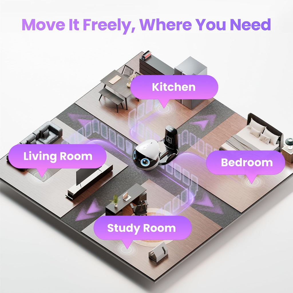 Enabot EBO Air 2 Plus FamilyBot 3K Home Camera Robot: Indoor Camera, Movable Robot Companion, 2-Way Video, AI Chat Mode, Auto-Recharge, Long Battery Life, Custom Facial Image, Night Vision