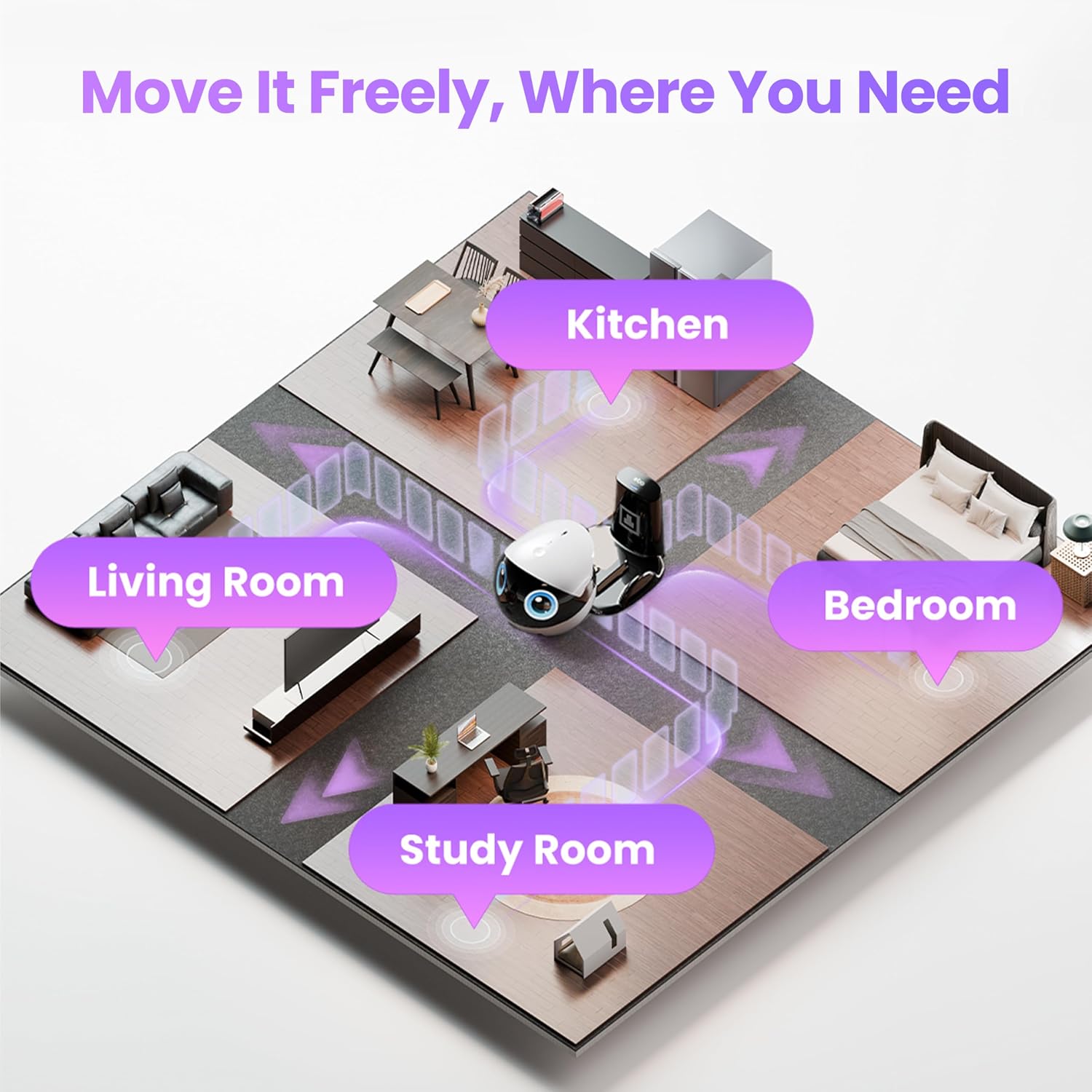 Enabot EBO Air 2 Plus FamilyBot 3K Home Camera Robot: Indoor Camera, Movable Robot Companion, 2-Way Video, AI Chat Mode, Auto-Recharge, Long Battery Life, Custom Facial Image, Night Vision