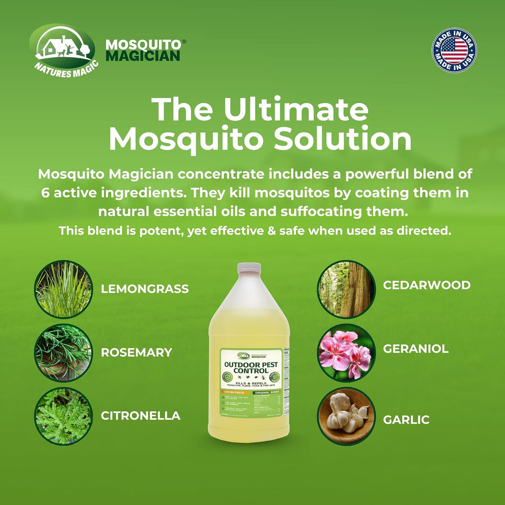 Mosquito Magician Mosquito Killer Machine Single Reservoir - Stainless Steel - with 3 Gallons Liquid Concentrate - Customizable Coverage - Automatic System for Managing Mosquitoes, Fleas, & Fire Ants