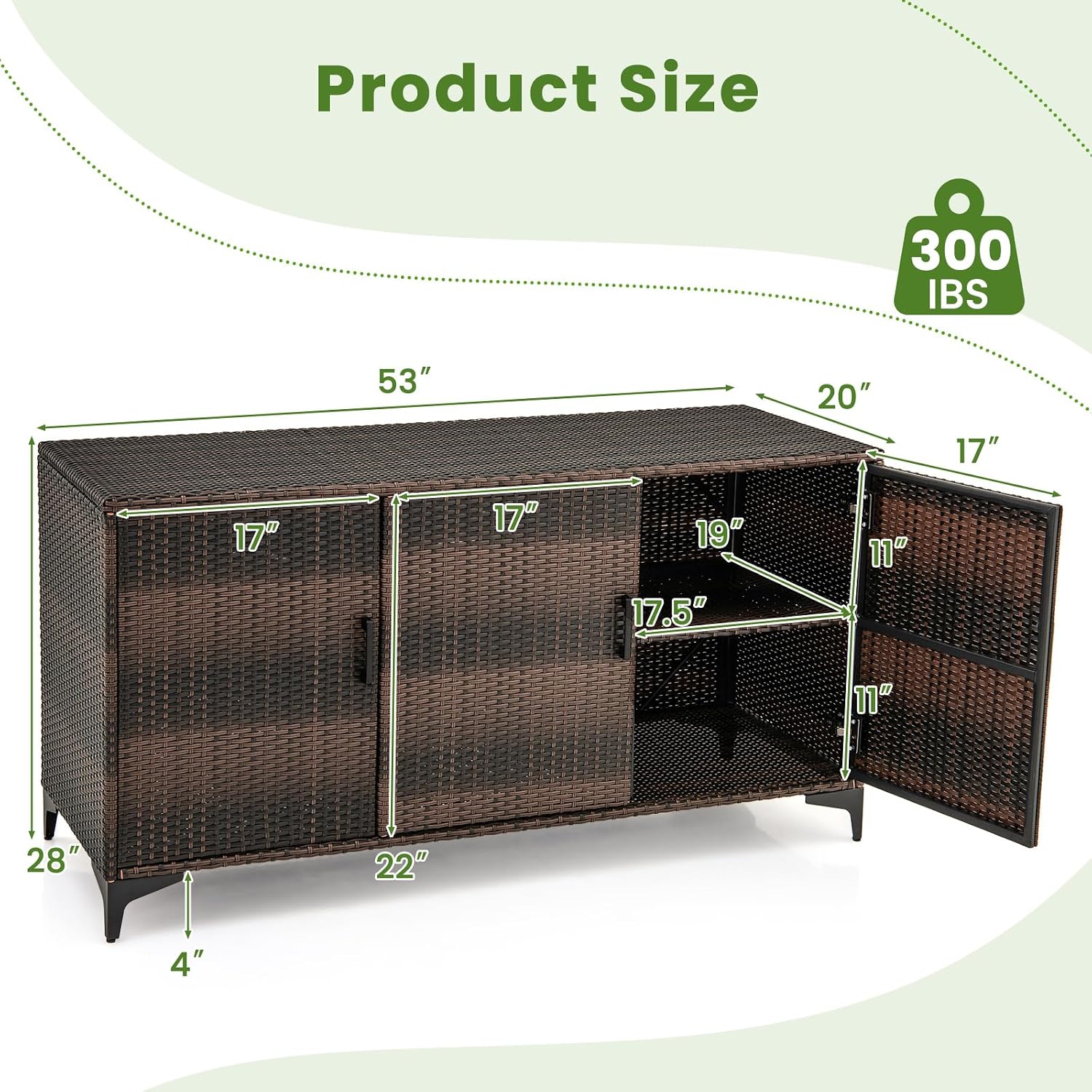 Giantex 84-Gallon Wicker Deck Box - Patio Storage Cabinet, 3-Door PE Rattan Storage Container with Removable Shelves, Indoor & Outdoor Package Box for Porch, Patio Furniture Cushions Tools (Brown)