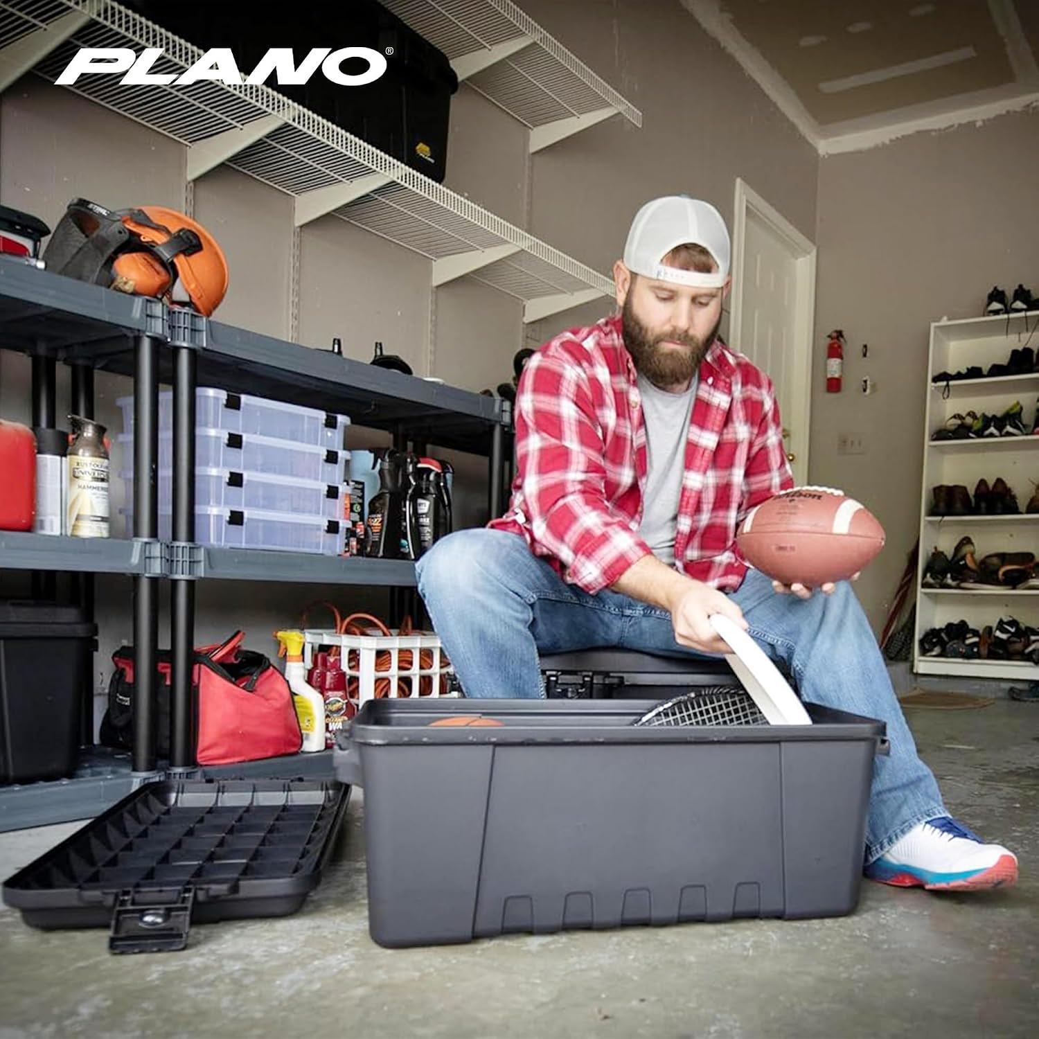 Plano 4 Pack Medium Sportsman's Trunk for Outdoor or Indoor Gear and Tools for Hunting, Camping and Fishing Equipment, Rugged Organization, Black