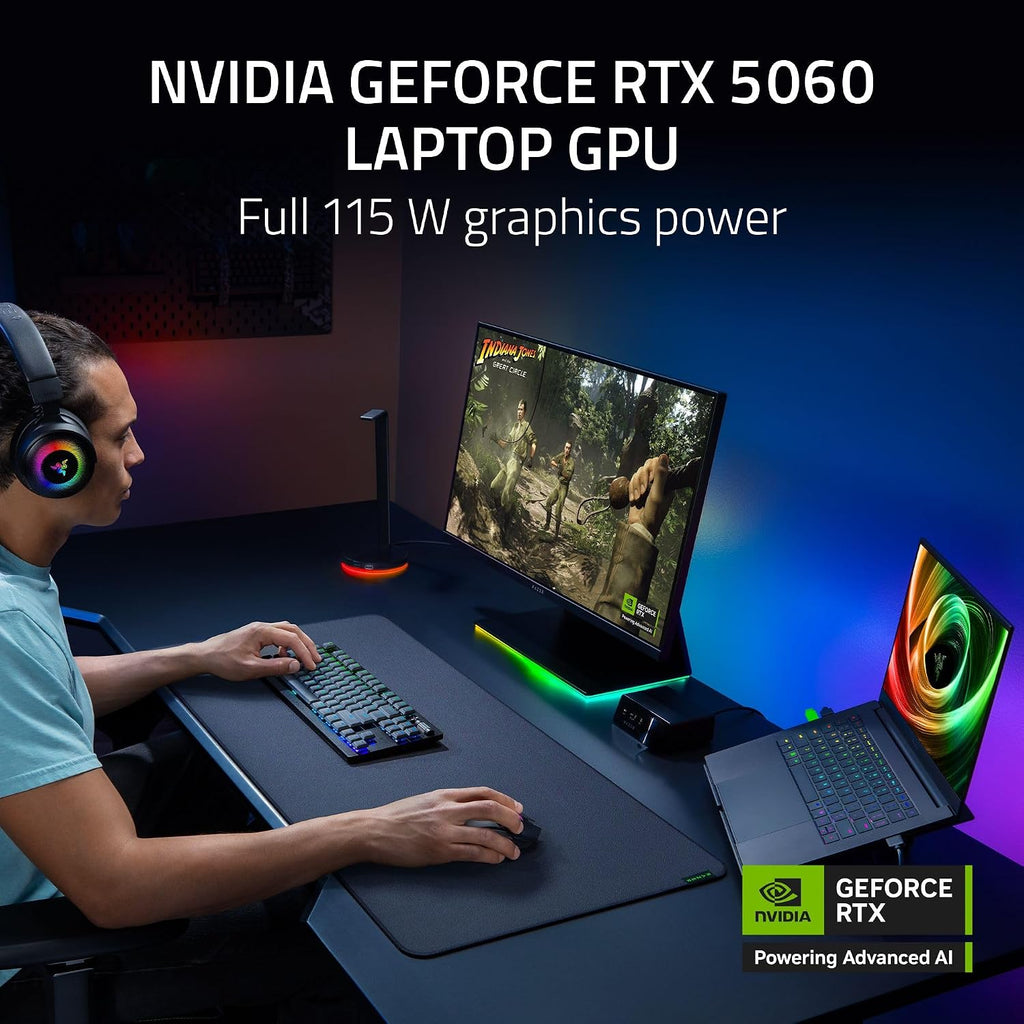 Razer Blade 14 (2025) Gaming Laptop: NVIDIA GeForce RTX 5060 - AMD Ryzen AI 9 365 CPU - 3K 120Hz OLED Display - 16GB LPDDR5X RAM - 1TB SSD - Thin & Lightweight - Chroma RGB - Windows - Black