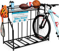 BIRDROCK HOME Bike Rack Garage Storage Floor Stand - Freestanding Organizer for Outdoor Yard - Upright Wall Mount for Scooters, Rakes, Motorcycles, Hoverboards, Gloves - Holds 4 Bicycle - Black