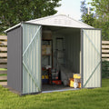 Patiowell 8x6 FT Outdoor Storage Shed, Garden Storage Shed with Sloping Roof and Double Lockable Door, Outdoor Sheds for Backyard Garden Patio Lawn, Gray