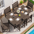 SERWALL Patio Dining Sets for 6 Person, HDPE Dining Set with 6 Armless Chairs, Coffee