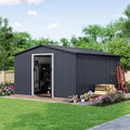 Garvee 10x12 ft Metal Storage Shed with Pitched Roof & Lockable Door, Outdoor Weatherproof Yard Tool Storage Shed for Organizing Bike, Lawn Mower, Tools and Equipment in Backyard, Yard, Lawn, Grey