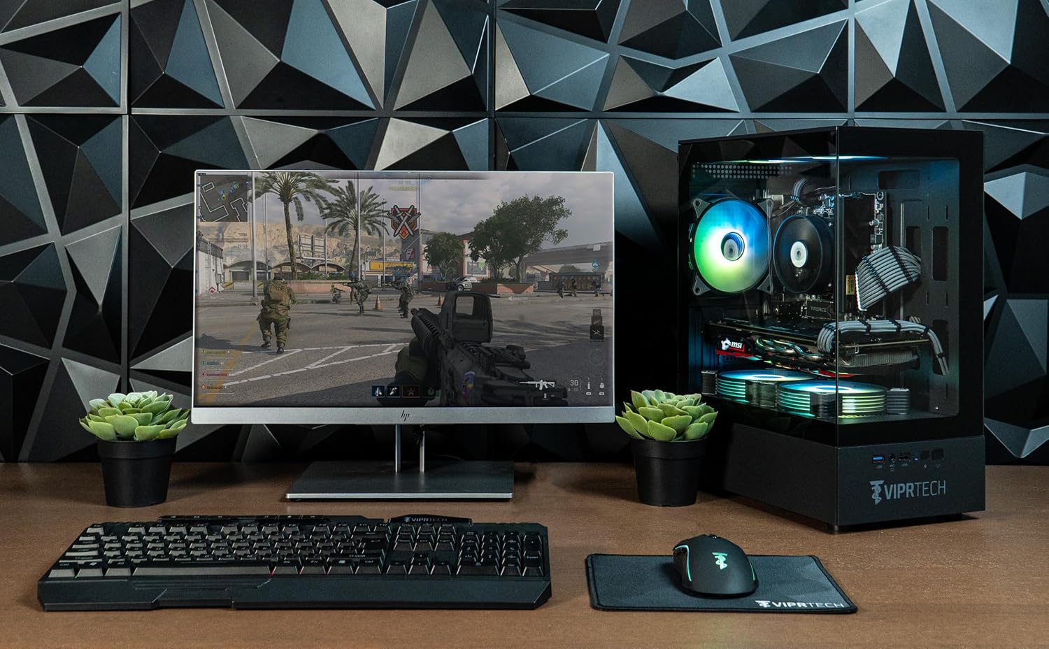 ViprTech Stryker 1.0 Gaming PC - Intel i5-9400F (4.1GHz Turbo), AMD RX 580 8GB, 16GB DDR4, 500GB SSD, WiFi BT, Win 11 Pro, RGB, Desktop Computer Prebuilt, Black