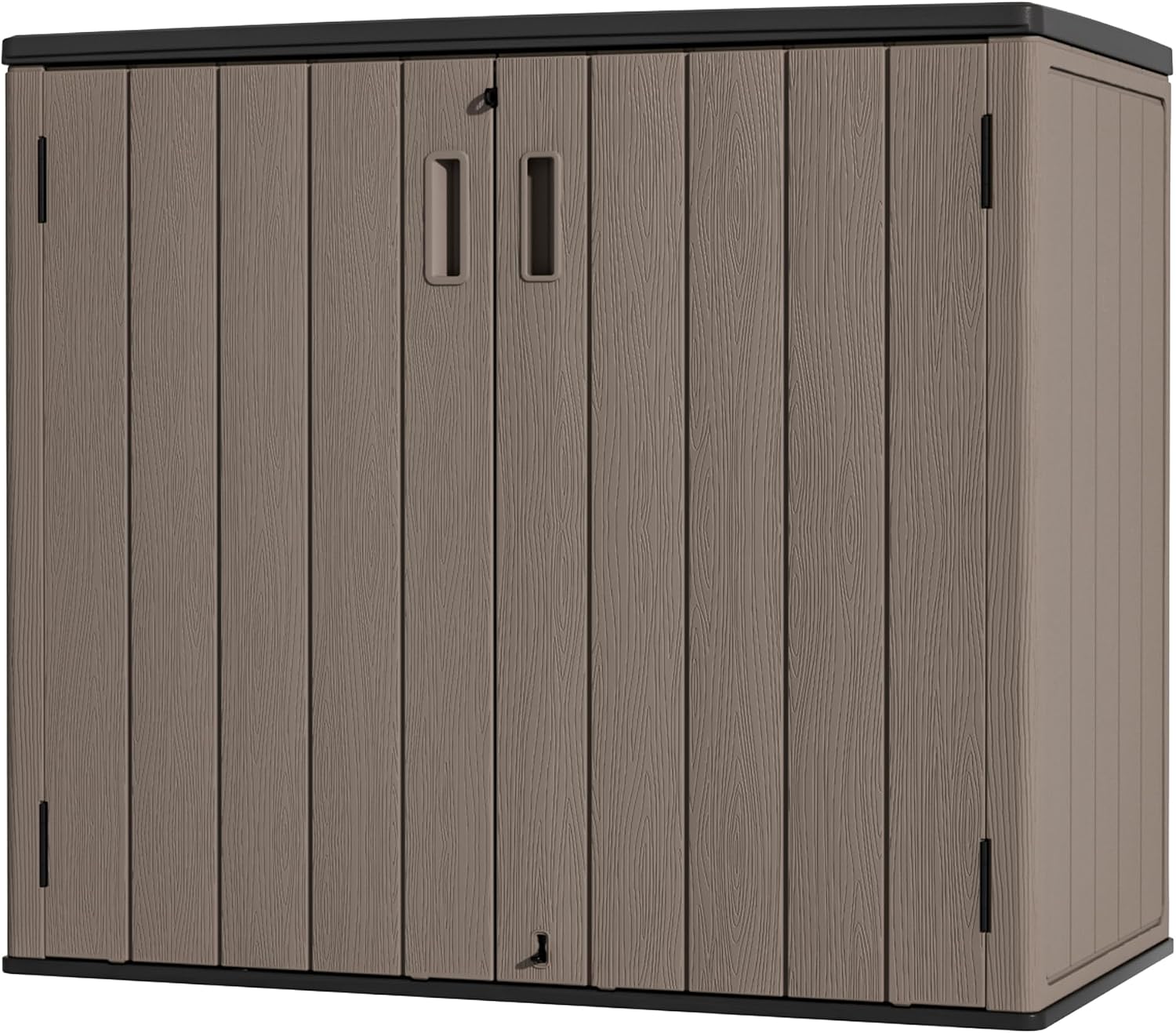 Mrosaa Large Outdoor Storage Box,Resin Shed,Waterproof/Lockable,Outdoor Storage Cabinet for Balcony,Garage,Backyard (37Cu.ft-Light Brown)