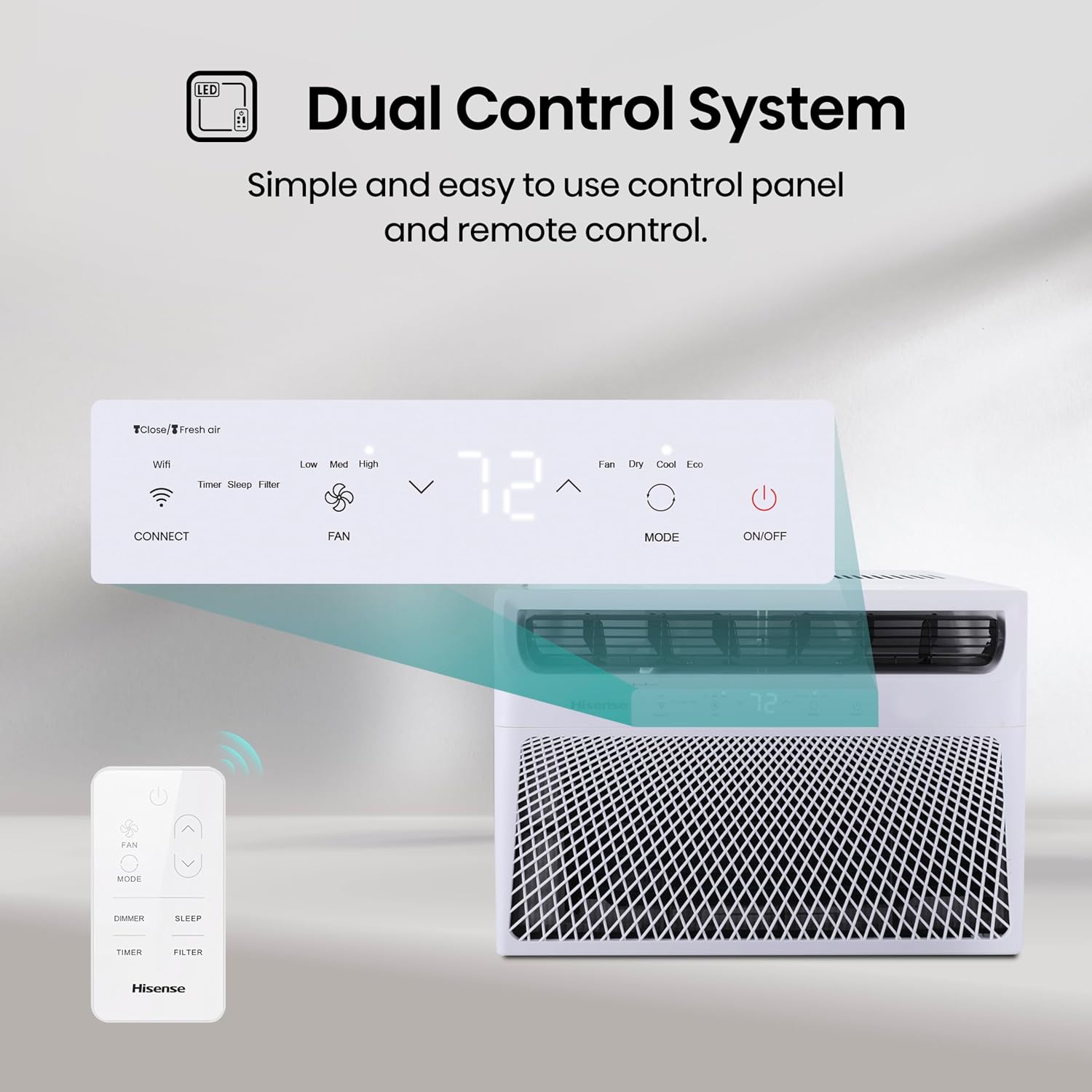 Hisense 8,000 BTU Smart Window Air Conditioner, 3 modes (Cooling, Fan, Dehumidifier), Easy Installation,Ultra Quiet, 2 Years Warranty