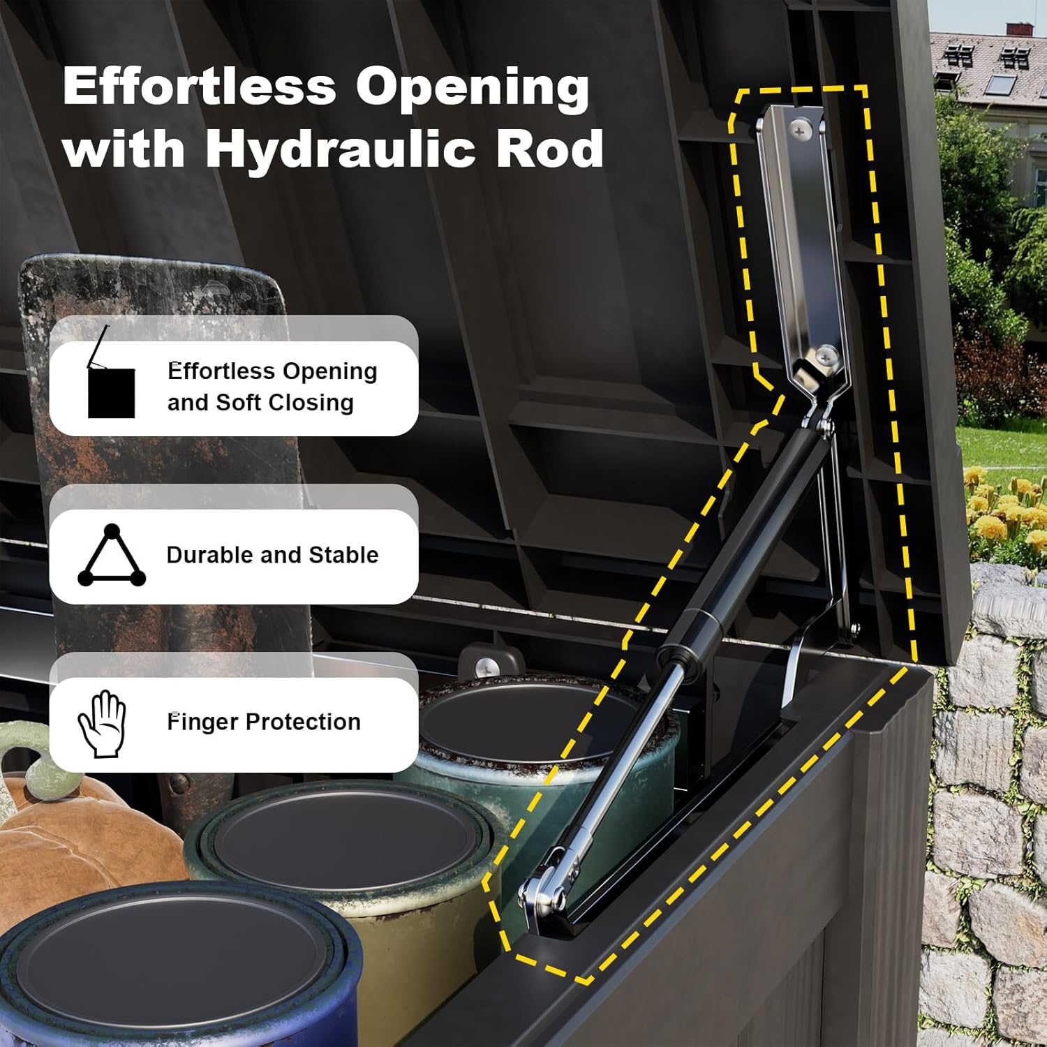 DRATO 180 Gallon Outdoor Storage Box, Large Waterproof Deck Box, Lockable Resin Storage Container with Reinforced Support for Patio Cushions, Garden Tools, UV-Resistant Outdoor Chest（Black，180 Gallon）