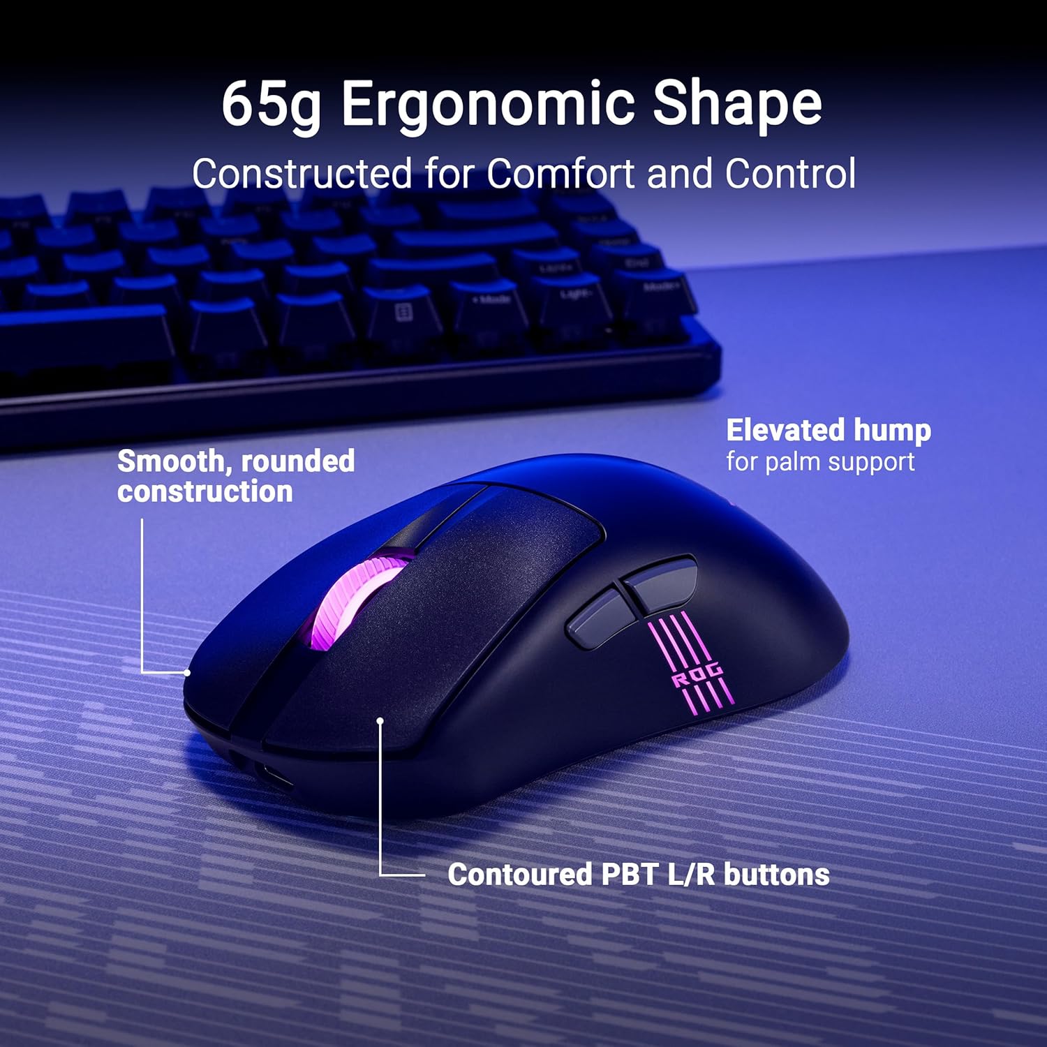ASUS ROG Keris II Origin Wireless Gaming Mouse – Right-Handed Ergonomic, 65g, Tri-Mode Connectivity, 42K DPI, up to 127Hr Battery, Web-Based Configuration, PC/Mac Support - Black