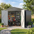 Polar Aurora Outdoor Storage Shed, Metal Garden Shed with Updated Frame Structure, Tool Sheds for Backyard Garden Patio Lawn (White, 6x8 FT)