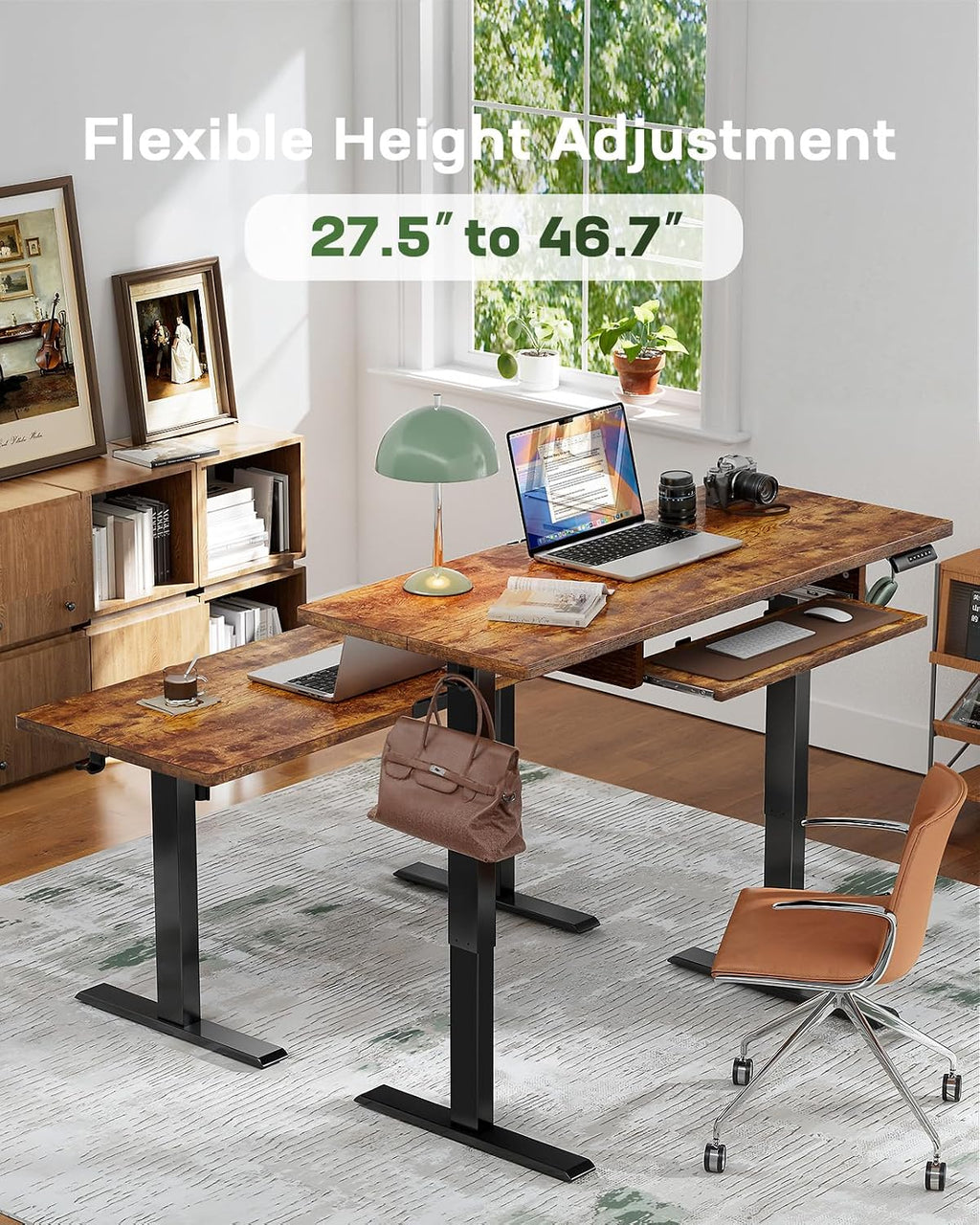 Marsail Electric Standing Desk with Sedentary Reminder, 55 * 24 Inch Standing Desk Adjustable Height, Stand up Desk for Home Office Furniture Computer Desk Memory Preset with Headphone Hook