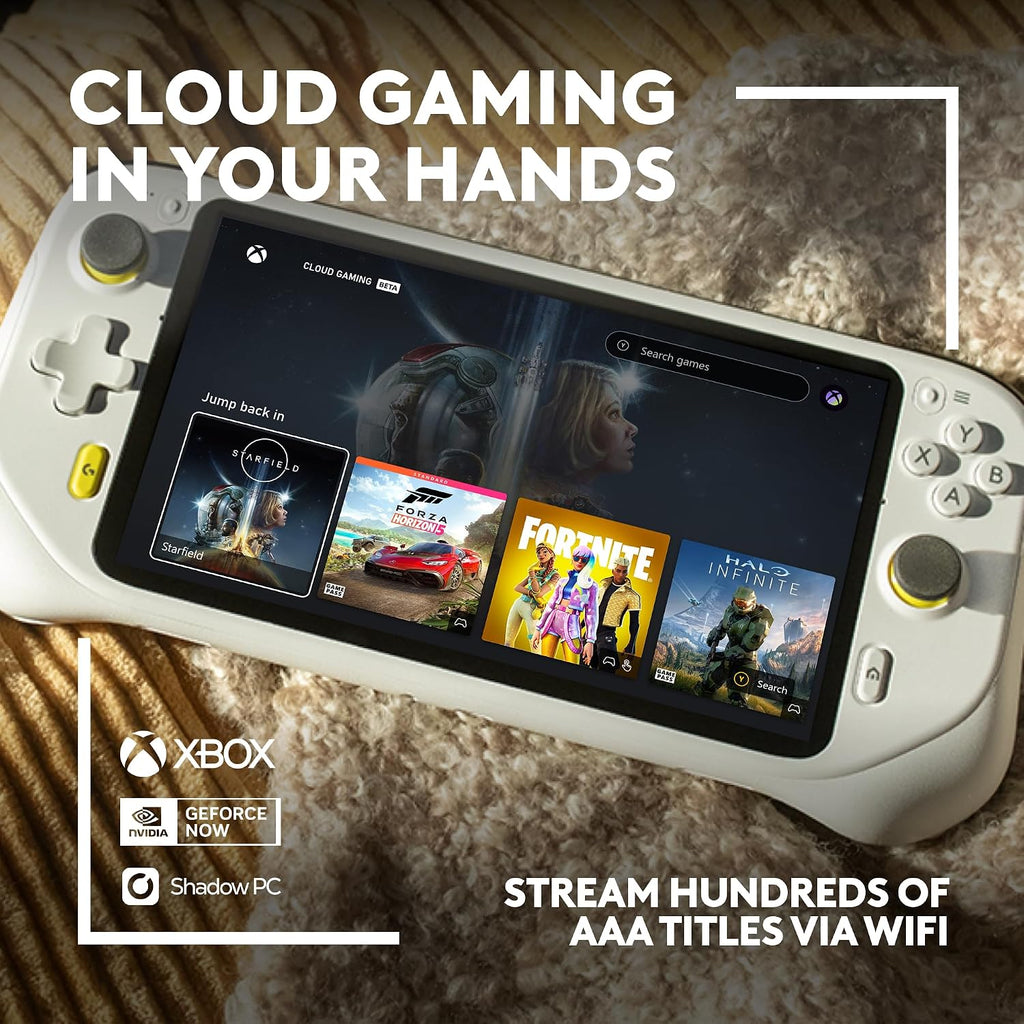 Logitech G Cloud Gaming Handheld, Portable Gaming Console with Long-Battery Life, 1080P 7-Inch Touchscreen, Lightweight Design, Xbox Cloud Gaming, NVIDIA GeForce NOW, Google Play