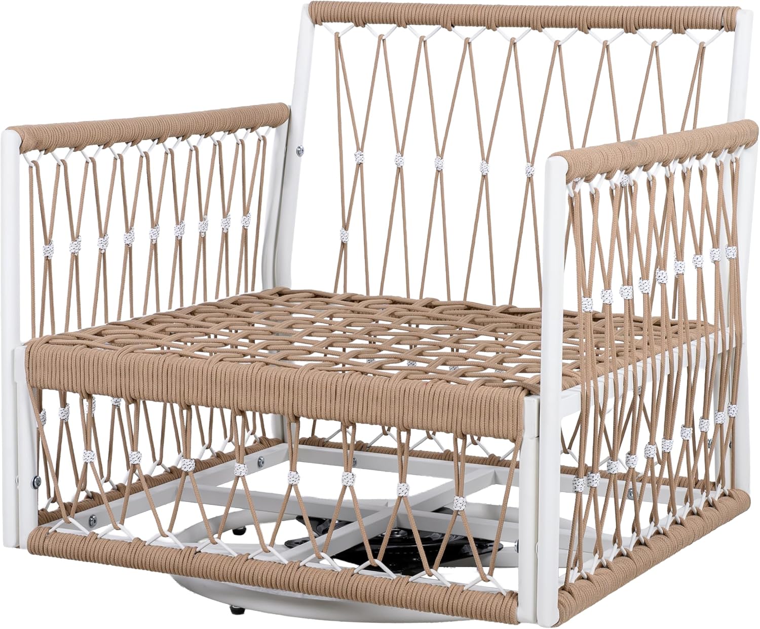 Christopher Knight Home Janna 3-Piece Bohemian Outdoor Patio Furniture Set, Set of 2 Swivel Lounge Chairs with Cushions & Glass Top Side Table, Patio Conversation Set for Garden, Beige + Natural