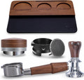 54mm Espresso Accessory Set For Breville Machines Includes Walnut & Leather Tamping Mat, Calibrated Tamper & Distributor, Dosing Funnel & Puck Screen, Bottomless Portafilter