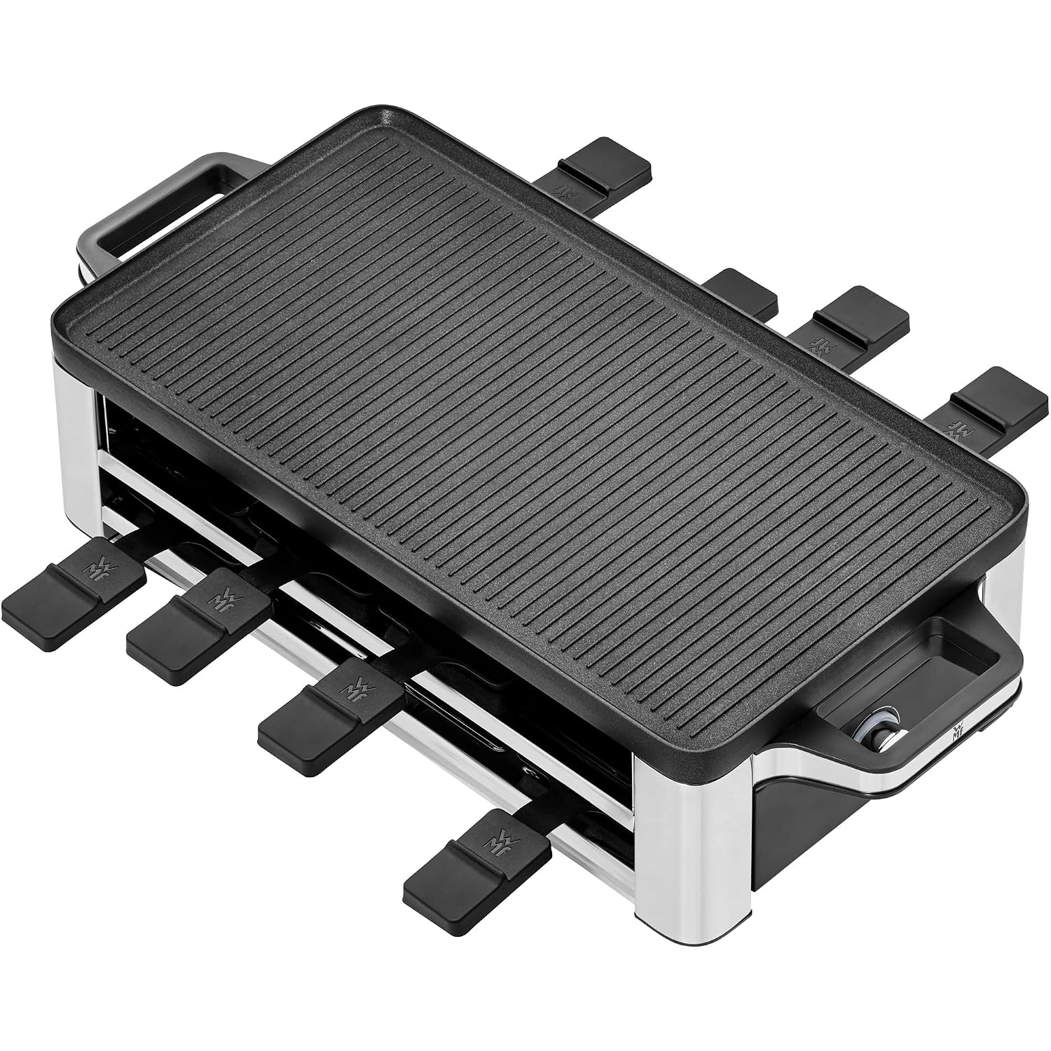 ERNITERTY WMF Lono Raclette Grill mit Pfännchen und Schiebern, Raclette 8 Personen, edelstahl matt, 1500W, White, (415040011)
