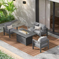 Wisteria Lane Aluminum Patio Furniture Set, 4 Piece Metal Outdoor Sofa Set with 54-INCH CSA Certified Propane Gas Fire Pit Table(Dark Grey)