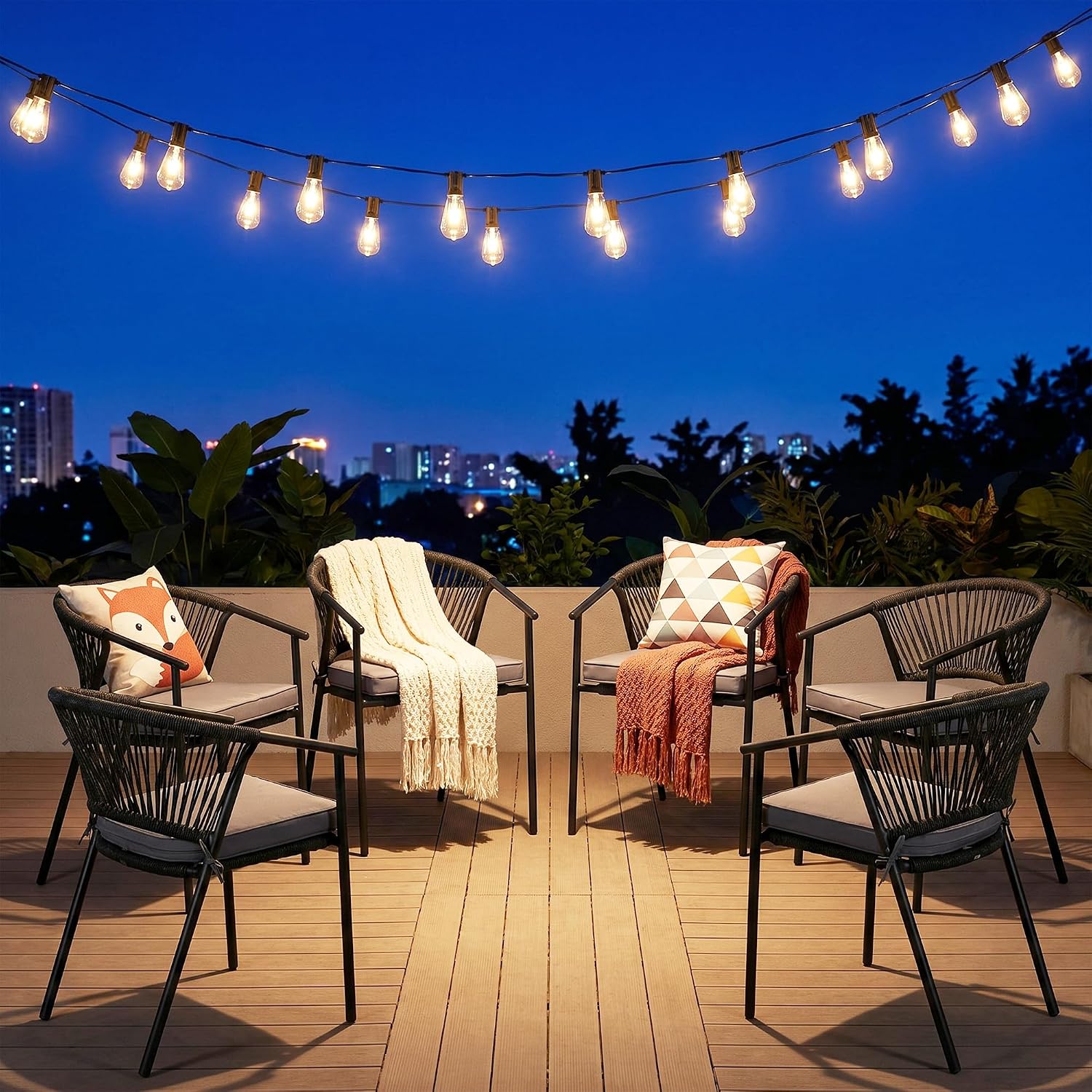 YITAHOME Outdoor Dining Chair Set of 6, Rope Woven Design Stackable Chairs, Indoor-Outdoor Armchair Seating for Patio, Backyard, Poolside, Balcony - Grey