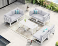 NICESOUL 8 Piece Large Luxury Aluminum Patio Conversation Set, 29' Deep Wide Comfortable Sitting, L Shaped Modular Sectional Couch, 500 lbs Heavy Duty All Weather Outdoor Sofa for Backyard, Light Gray