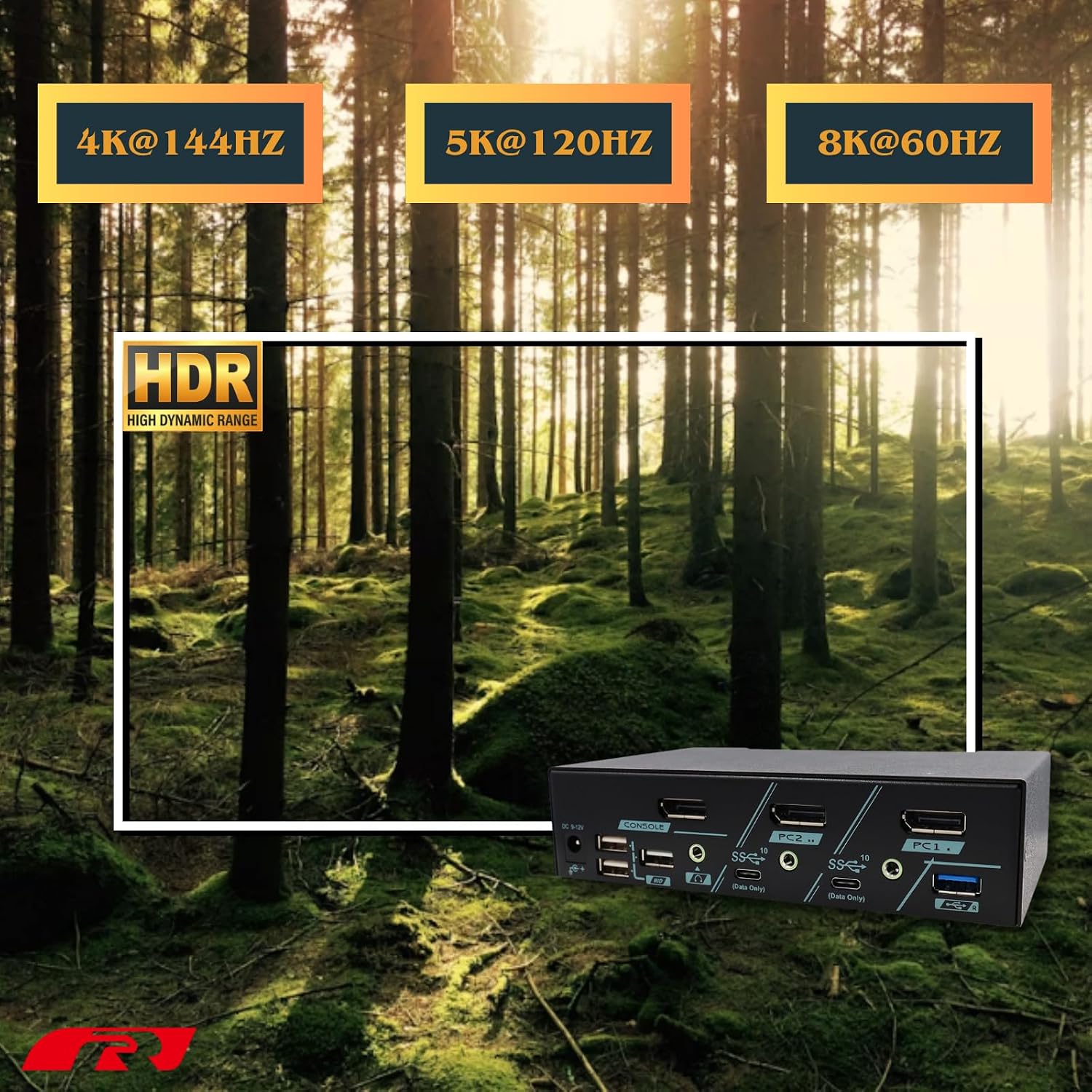 8K DisplayPort 1.4 KVM Switch for 2 Computers 1 Monitor, USB 3.2 Gen 2 (10 Gbps), HDCP 2.2 Compliant, EDID Emulator, HDR, Deep Color, Plug & Play, Ideal for Office and Gaming, PAAG-ET3112B