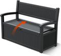 80 Gallon Outdoor Storage Box, Resin Patio Furniture with Armrest, Lockable Deck Box with Waterproof and UV Resistant for Patio Cushions, Garden Tools and Pool Supplies, Black