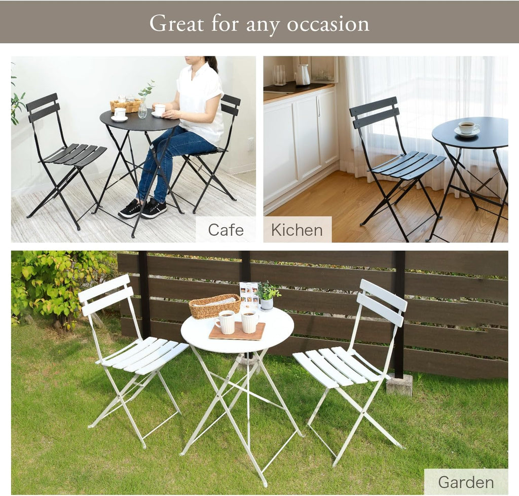 Indoor/Outdoor 3-Piece Foldable Bistro Set, Folding Outdoor Patio Furniture Sets, 2 Chairs and 1 Table, Weather-Resistant Outdoor/Indoor Conversation Set for Patio, Yellow, Black, US001