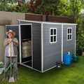 Ball & Cast 8x4FT Outdoor Storage Shed,Plastic Shed with 2 Windows and Lockable Doors, Waterpoof Garden Tool Shed with Floor Base and Vents for for Storing Bicycles,Lawnmowers,Barbeques,Black