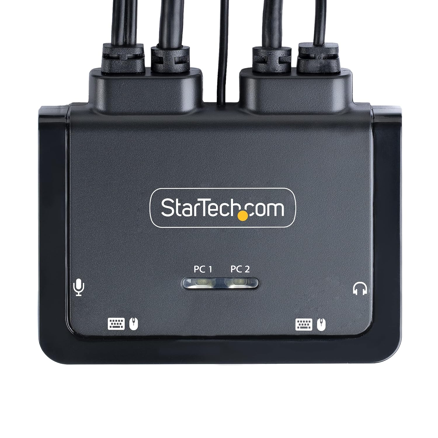 StarTech.com 2-Port USB-C Cable KVM Switch, 4K 60Hz DisplayPort Output, Compact KVM with 4ft/1.2m USB Type-C/Audio Integrated Host Cables, Bus Powered, Remote/Hotkey Switching (C2-D46-UC2-CBL-KVM)