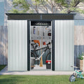Ball & Cast 8x6 FT Outdoor Metal Storage Shed with Window and Transparent Plate,Waterproof Garden Organizer Tool Housew/Lockable Doors & Ventilation,Shelter Cabinet for Patio,Lawn,White+Black